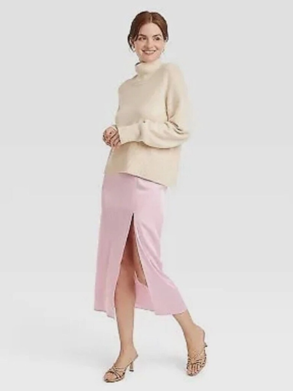 A New Day Satin Slip Skirt Light Pink
